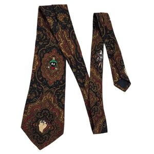 Looney Tunes Mania Tie Paisley Marvin Martian Taz Polyester Men's Necktie